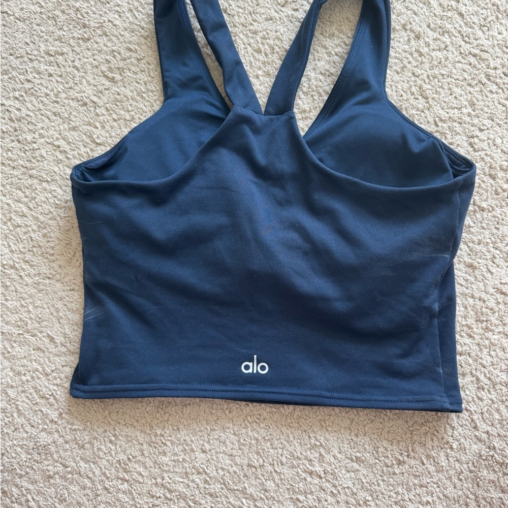 Alo Airbrush Real Bra Tank - Navy S - Picture 2 of 3